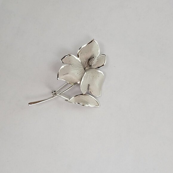 Vintage Bond Boyd Sterling Flower Brooch Pin - Picture 6 of 10